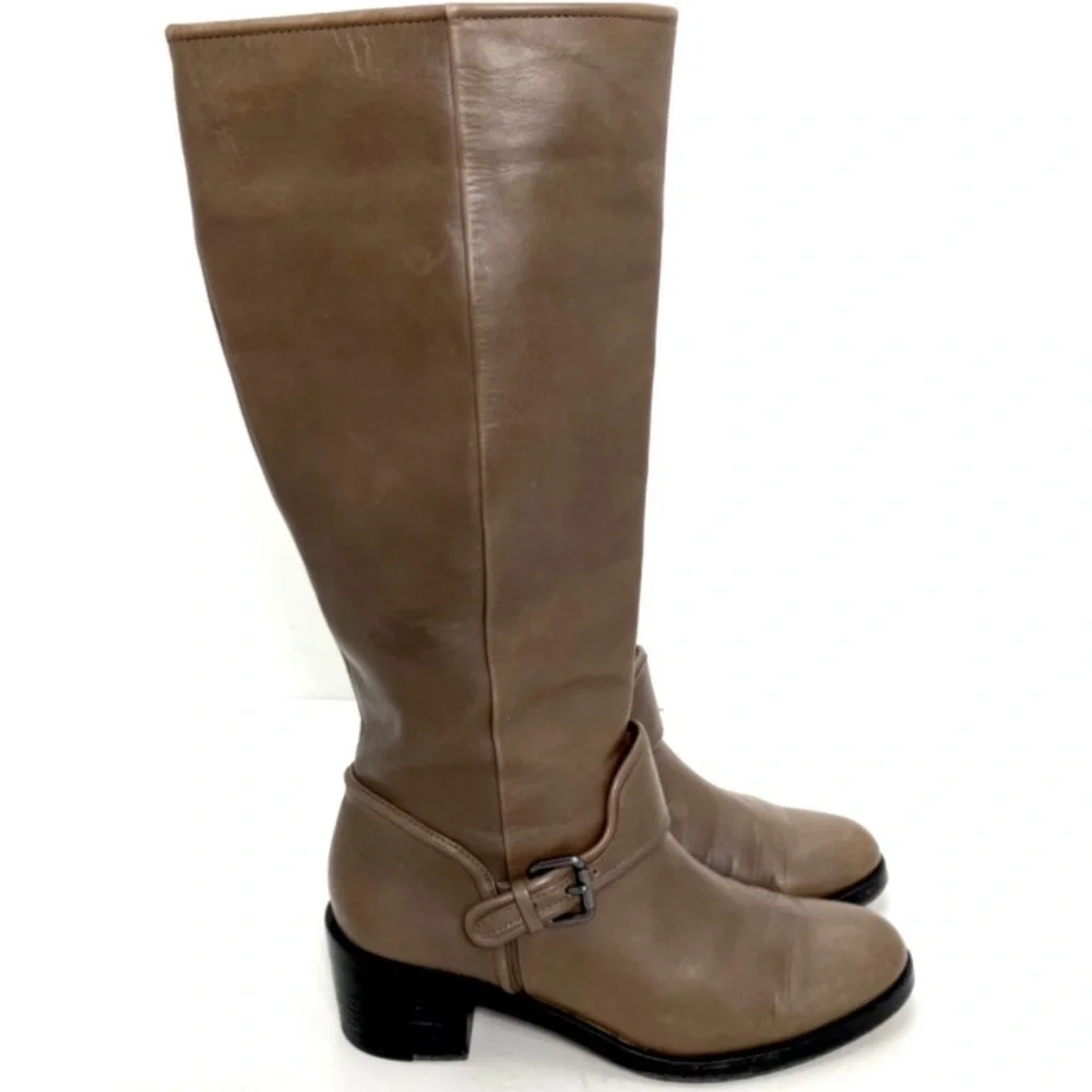 Coach Cecclia Belted Knee High Classic Riding Boot in Mushroom Brown Size 8